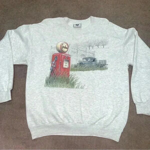 Vintage Lee old truck gasoline pump sweatshirt size Large long sleeve